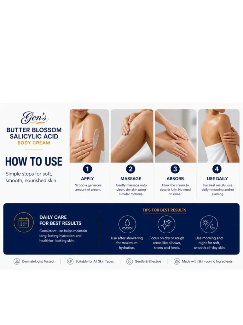 GEN Skin Salicylic Acid Body Cream, 12 Ounces